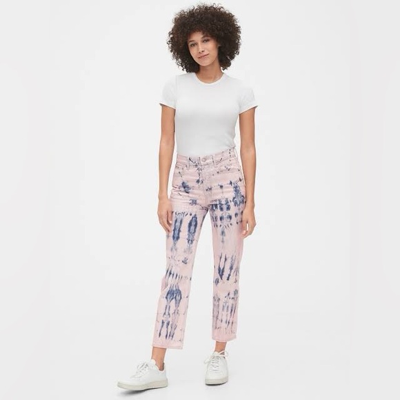 NWT GAP High Rise Cheeky Straight Tie Dye Jeans - Picture 1 of 10